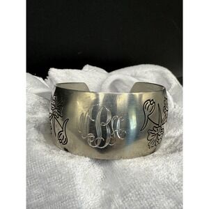 Vintage Larkspur Bracelet Cuff Pewter Silver Tone Flowers 6.5"‎